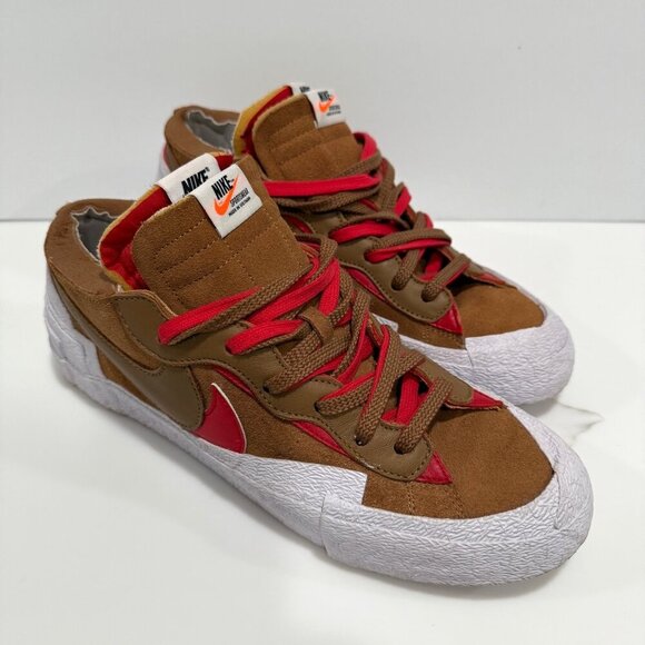 Nike Sacai Blazer Low British Tan Brown White Red DD1877-200 Mens Size 12 - Picture 1 of 12